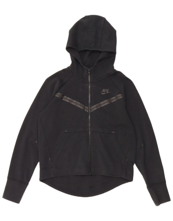 NIKE hættetrøje med lynlås til piger 12-13 år stor sort stribet bomuld