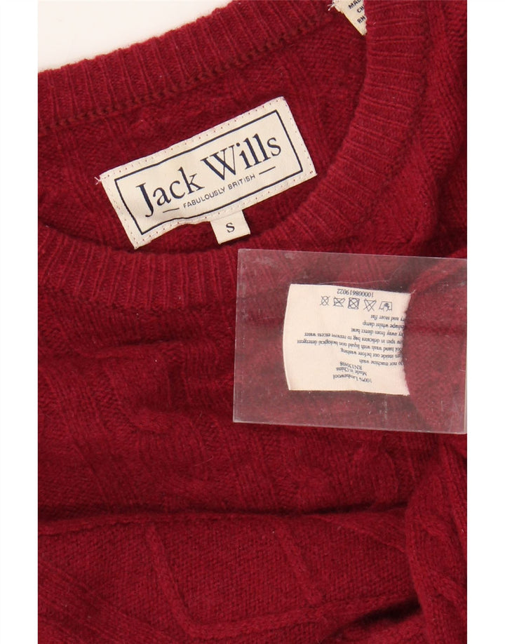 JACK WILLS Herre Crew Neck Jumper Sweater Lille Rød Uld
