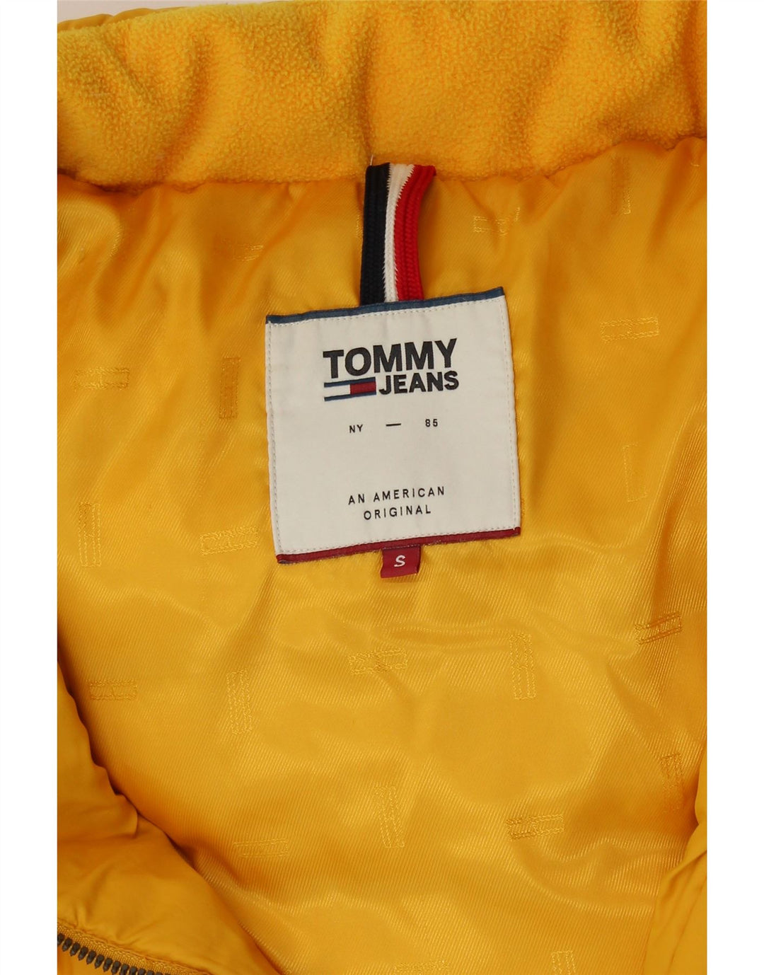 TOMMY HILFIGER Polstret hættejakke til kvinder UK 10 Lille gul polyester