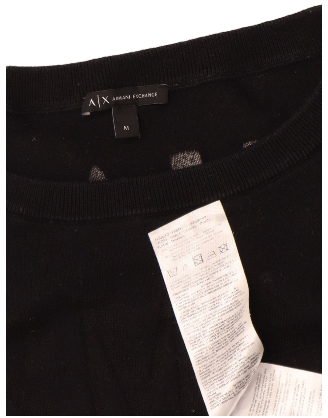 Armani Exchange Womens Grafisk Boat Neck Jumper Sweater UK 14 Medium Black