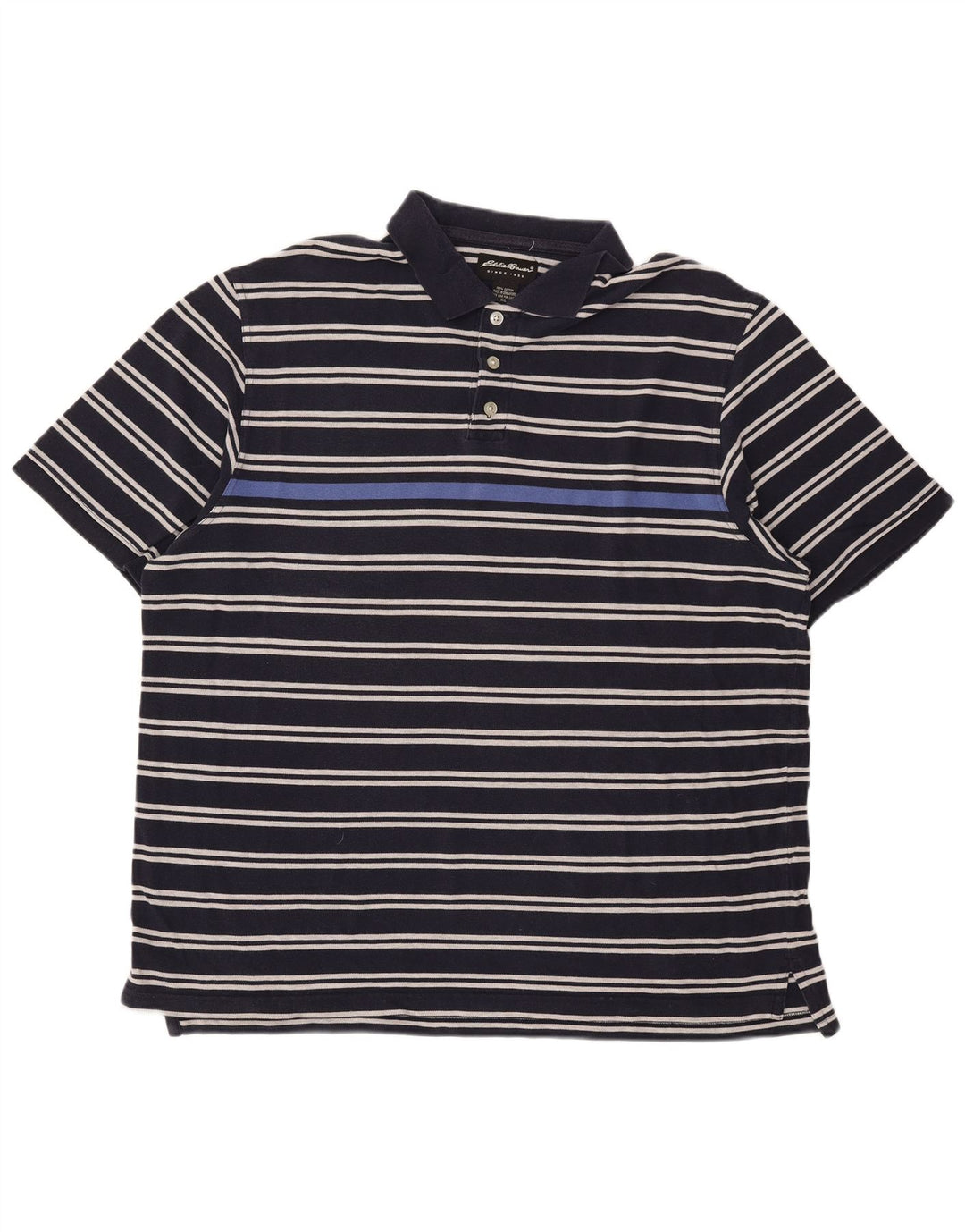 Eddie Bauer herre poloshirt 2XL marineblå stribet bomuld