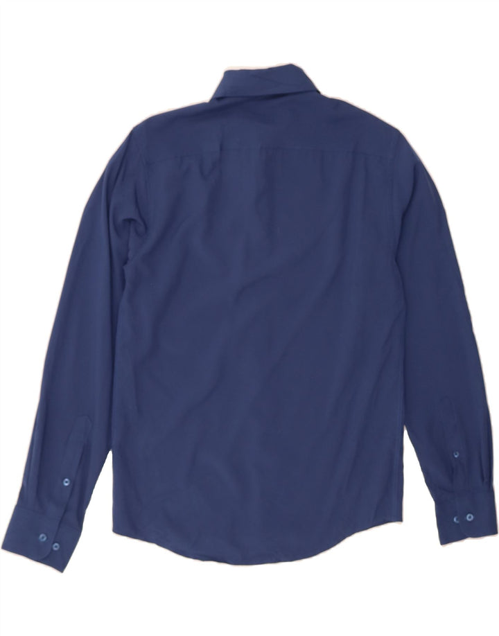 NAUTICA Mens Slim Fit Shirt Size 14 1/2 Small Navy Blue Polyester Vintage Nautica and Second-Hand Nautica from Messina Hembry 
