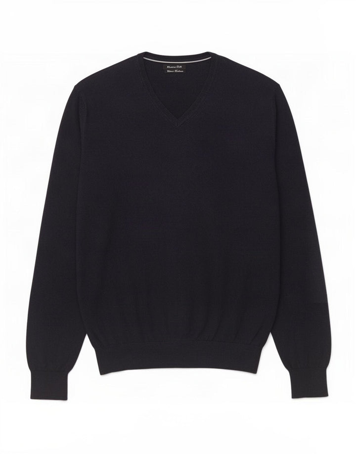Massimo Dutti Herre V-hals sweater Medium Marineblå Bomuld