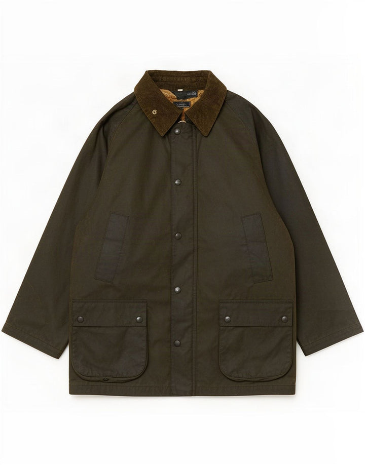 Brian Scott Herre voksbehandlet bomuldsjakke UK 40 Large Khaki Polyester