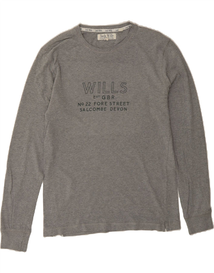 JACK WILLS Mens Graphic Top Long Sleeve Medium Grey Cotton Vintage Jack Wills and Second-Hand Jack Wills from Messina Hembry 