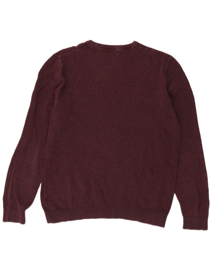 MARKS & SPENCER Herre sweater med rund hals, stor Bourgogne bomuld