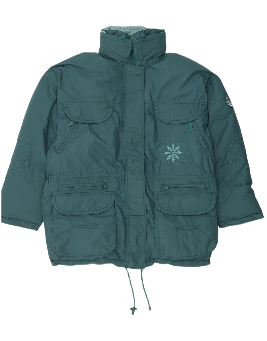 DIADORA Dame Oversized Polstret hættejakke UK 16 Large Blue Floral