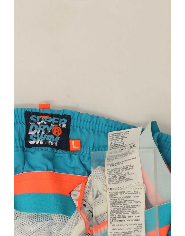Superdry Herre grafiske almindelige svømmeshorts Stor blå farveblok