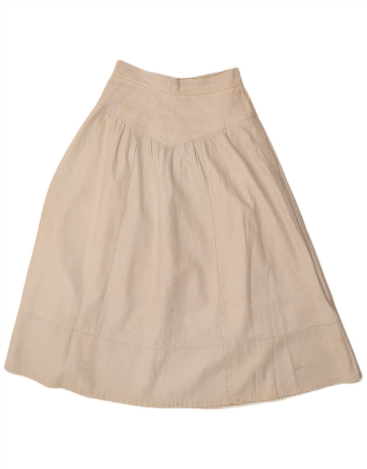 Vintage dame læder 2-delt nederdel Sæt UK 12 Medium W26 Off White