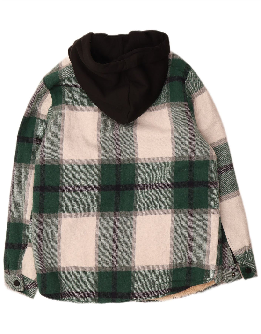 Vintage Herre Hætte Sherpa Utility Jacket UK 36 Small Green Check Polyester