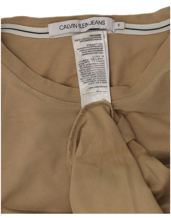 CALVIN KLEIN JEANS Herre T-Shirt Top Lille Beige Bomuld
