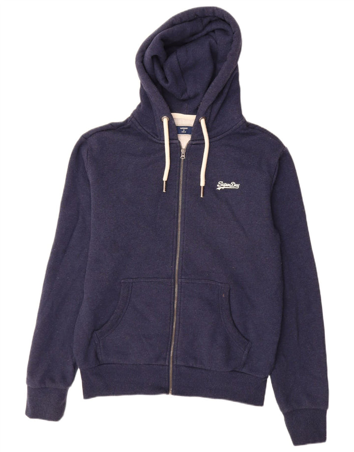 Superdry Hættetrøje med lynlås til mænd, lille marineblå bomuld