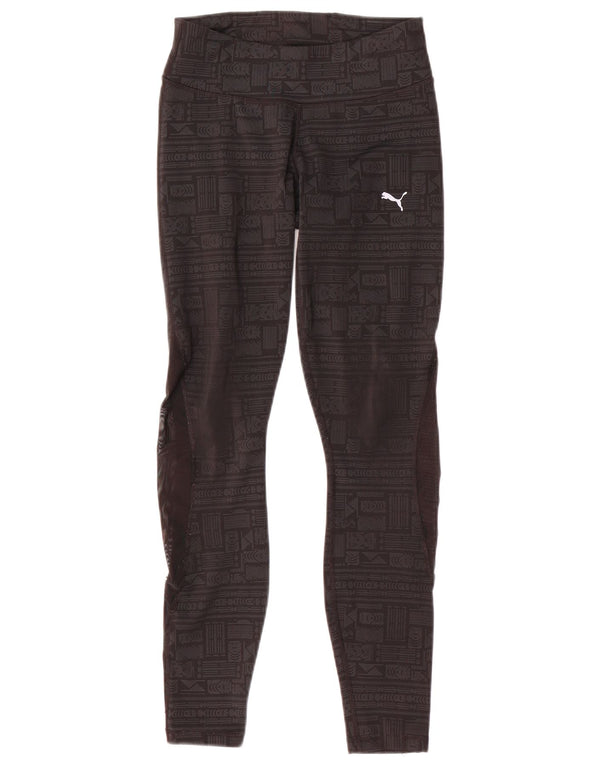 Puma Womens Leggings UK 10 Small Grå Geometrisk Polyester