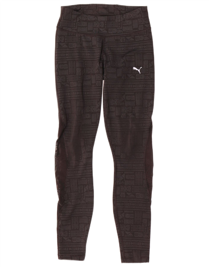 Puma Womens Leggings UK 10 Small Grå Geometrisk Polyester