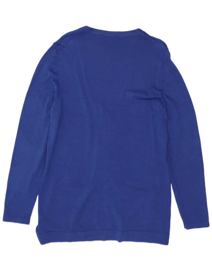 Marks & Spencer Dame Cardigan Sweater UK 14 Large Blue Linen