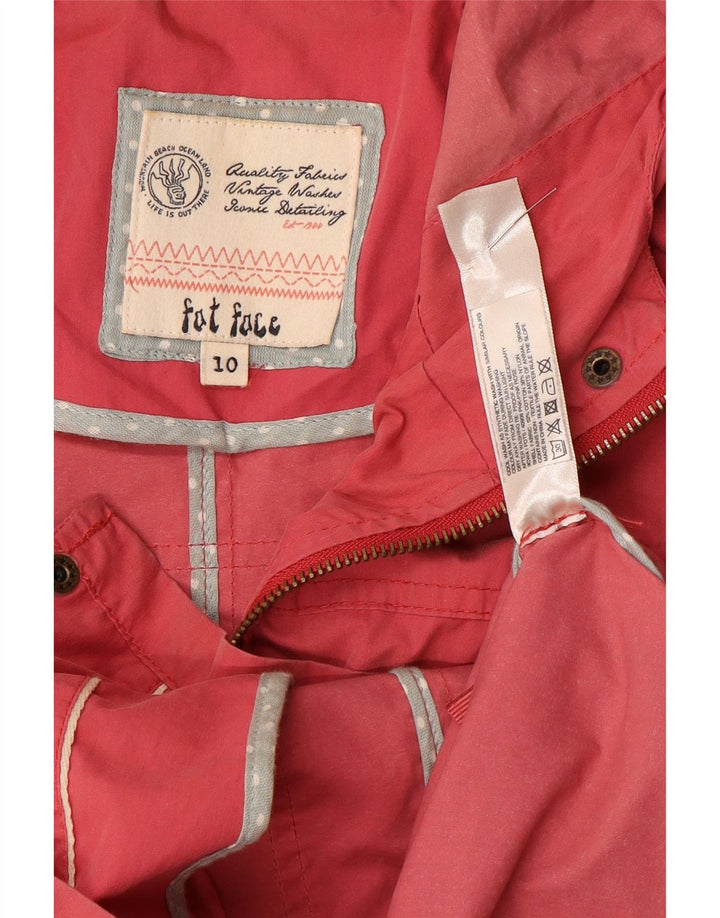 Fat Face Dame Hætte Duffle Jacket UK 10 Small Pink Bomuld
