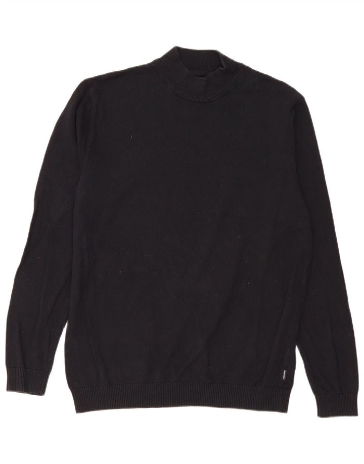 Jack & Jones Herre Turtle Neck Jumper Sweater Stor Sort Bomuld