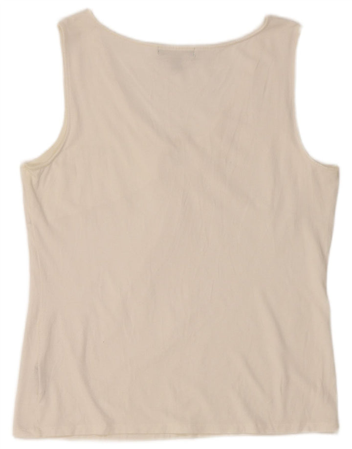 RALPH LAUREN Dame ærmeløs bluse Top UK 18 XL Hvid Rayon