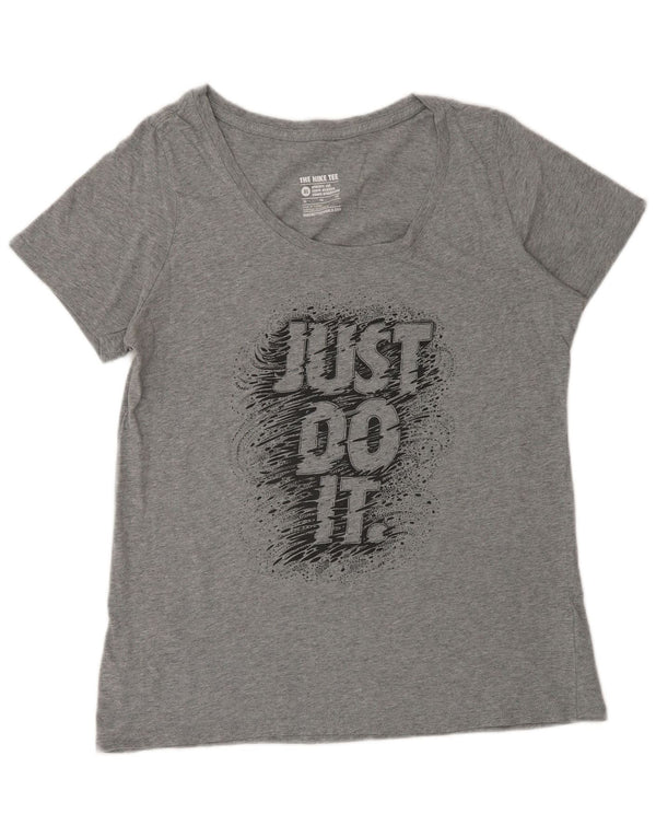 Nike grafisk T-shirt top til kvinder UK 18 XL Grå bomuld