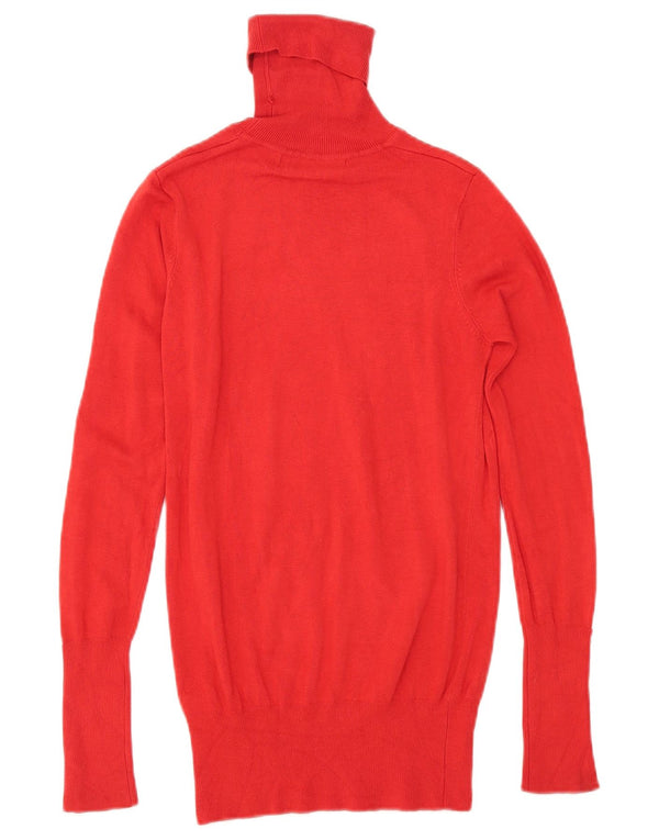 Zara Dame Roll Neck Jumper Sweater UK 10 Small Red Rayon