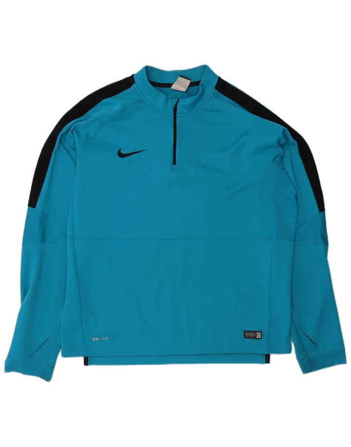Nike Herre Dri Fit Pullover med lynlås-hals Træningsdragt Top XL Blå Colourblock