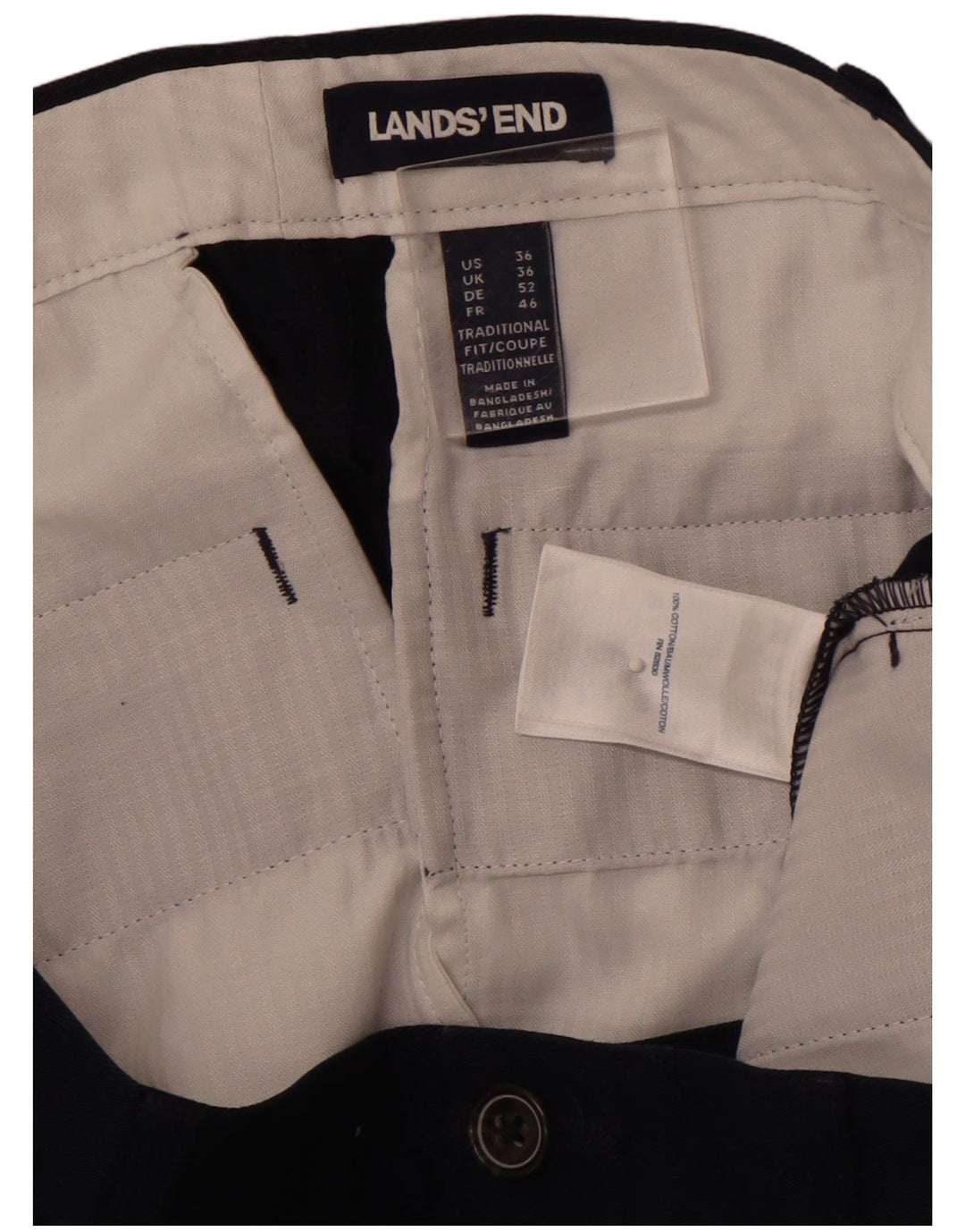 LANDS END Herre Chino Shorts W36 Large Navy Blue Bomuld