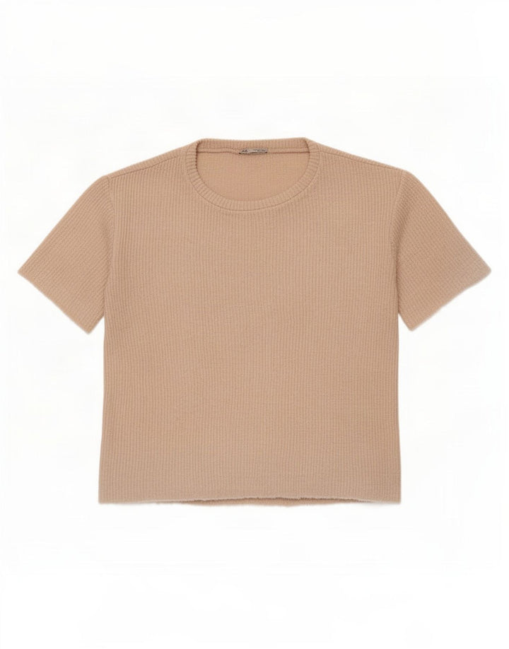 Zara Dame Oversized T-Shirt Top UK 16 Large Beige