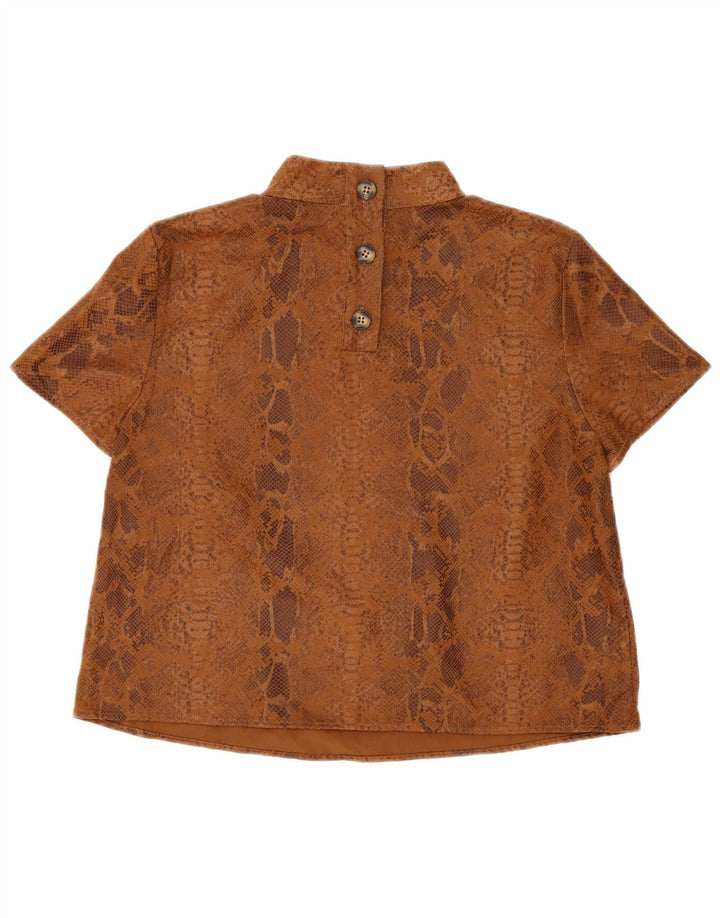 Zara Damebluse Top UK 14 Medium Brown Animal Print Polyester