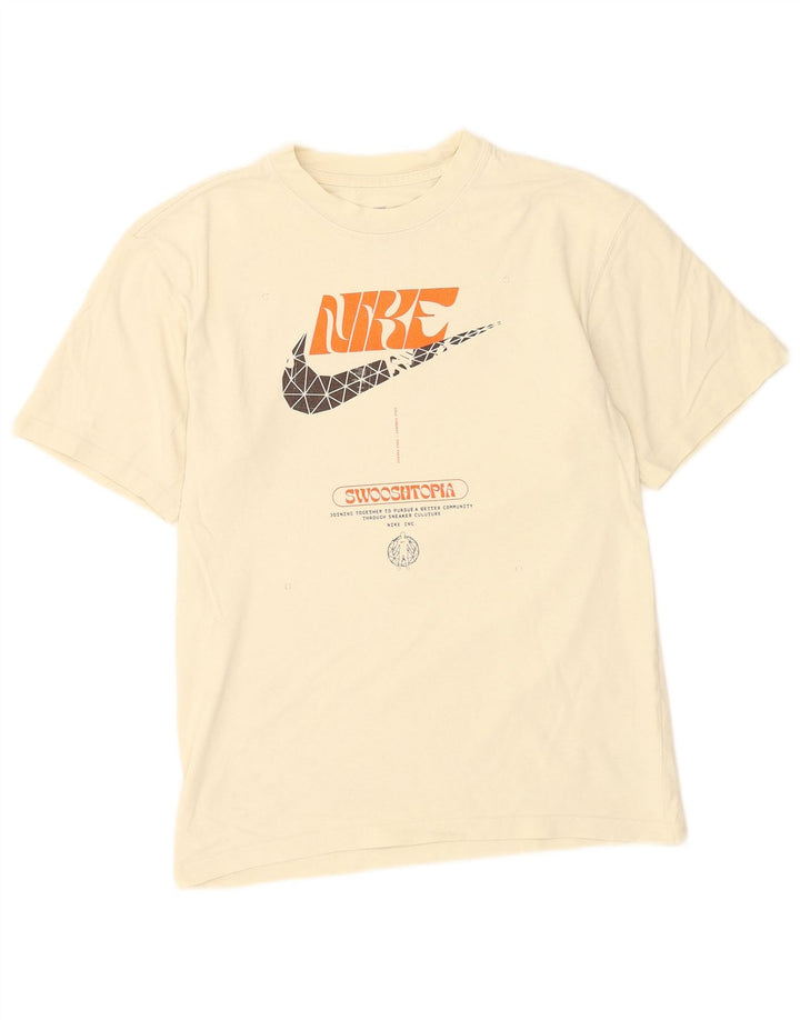 Nike Grafisk T-Shirt Top XS Beige Bomuld