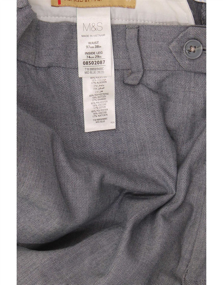 Marks & Spencer Straight Suit Bukser til mænd W38 L29 Blå polyester