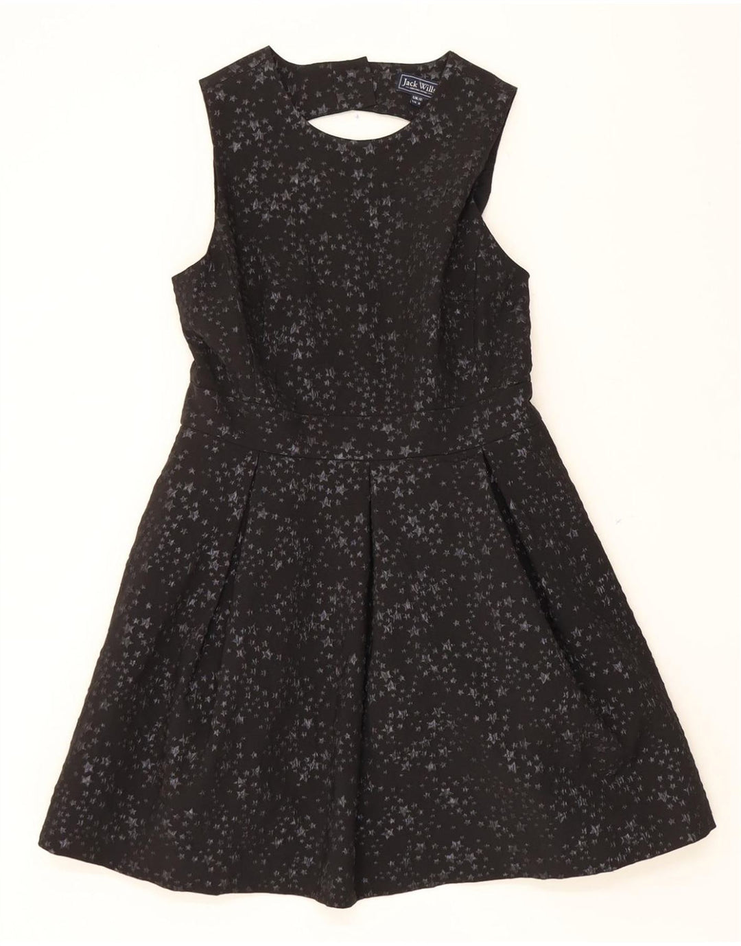 JACK WILLS Womens Abstract Pattern A-Line Dress UK 12 Medium Black Vintage Jack Wills and Second-Hand Jack Wills from Messina Hembry 