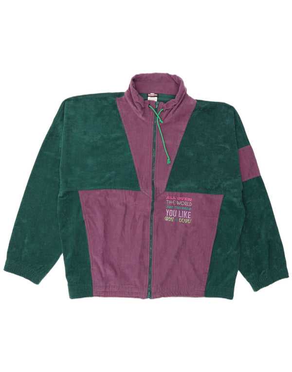 Terinda Herre Velour Træningsdragt Top Jakke IT 56 XL Grøn Colourblock