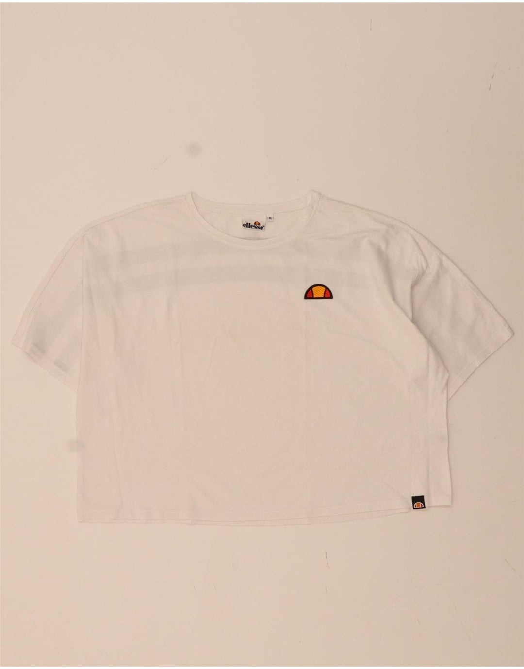 ELLESSE Womens Oversized Crop T-Shirt Top UK 14 Medium White Vintage Ellesse and Second-Hand Ellesse from Messina Hembry 