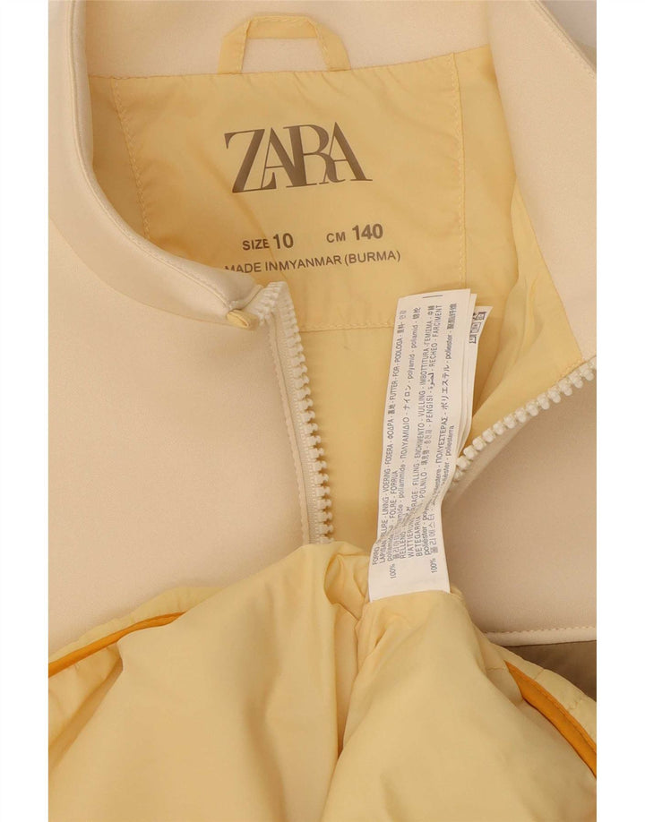 Zara Pige Polstret Jakke 9-10 År Gul Colourblock Polyamid