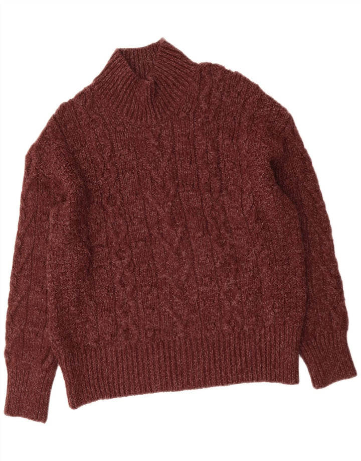 FAT FACE Womens Turtle Neck Jumper Sweater UK 12 Medium Burgundy Acrylic Vintage Fat Face and Second-Hand Fat Face from Messina Hembry 