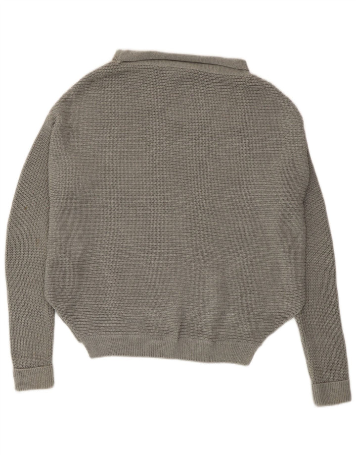 Topshop Dame Oversized rullehals sweater UK 10 Small Grey Bomuld