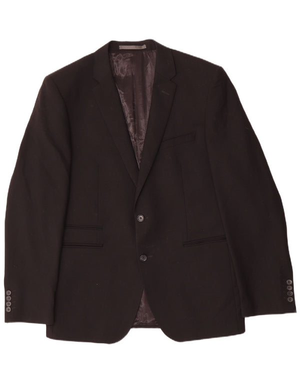 Marks & Spencer Mens Tailored Fit 2 Button Blazer Jacket UK 42 Large Black