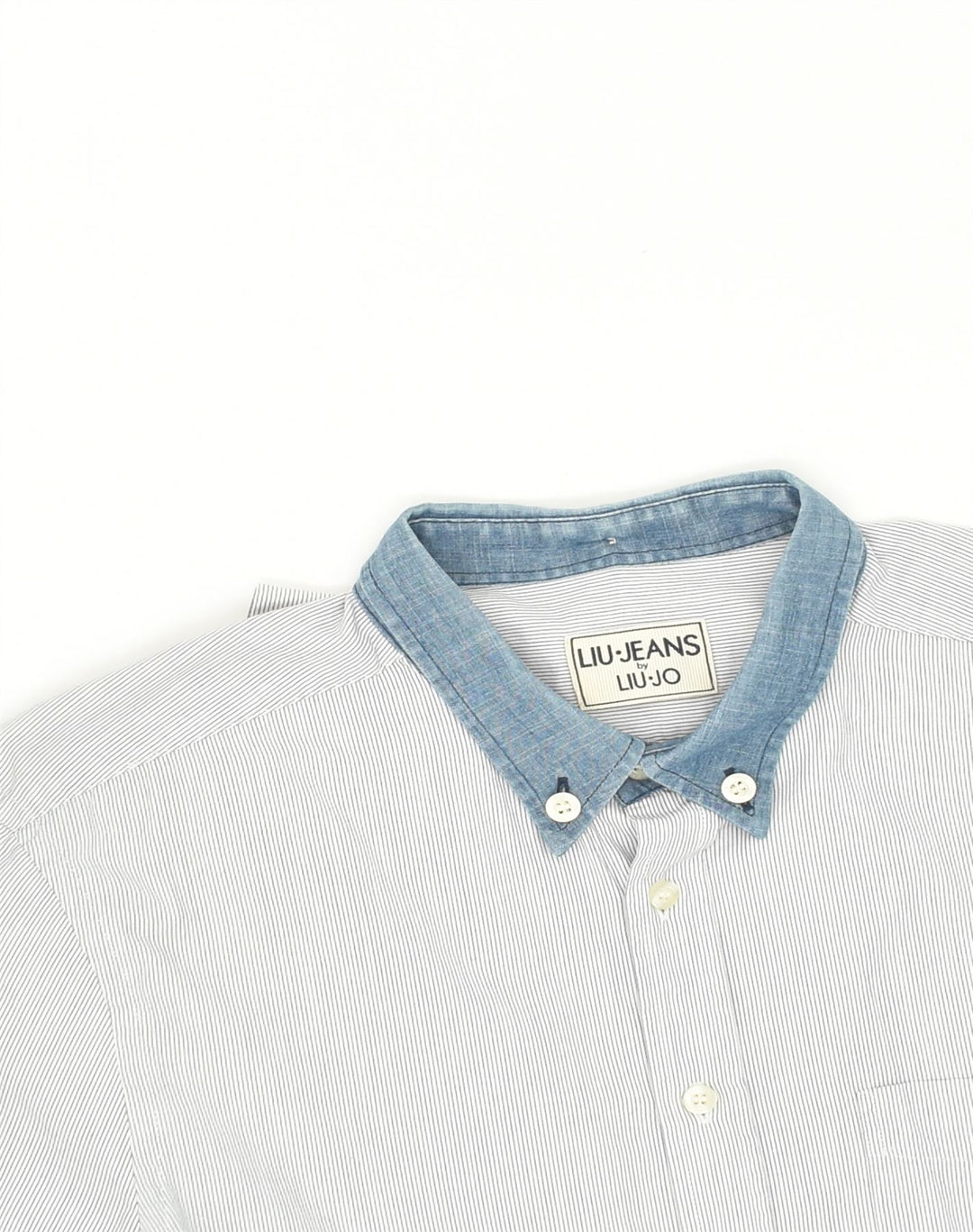 LIU JO Mens Shirt Medium Blue Pinstripe Cotton | Vintage Liu Jo | Thrift | Second-Hand Liu Jo | Used Clothing | Messina Hembry 