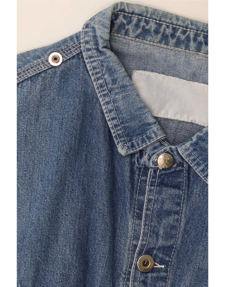 Lemon Kortærmet denimskjorte til mænd mellemblå