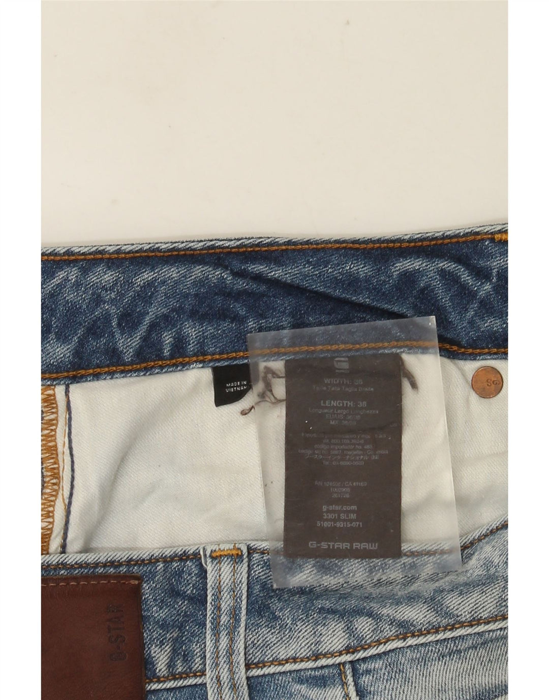 G-Star Herre 3301 Slim Jeans W36 L38 Blå Bomuld