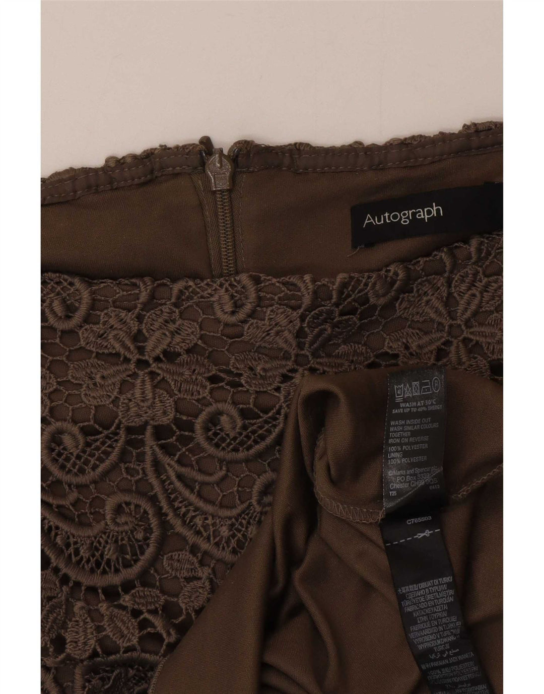 Marks & Spencer Womens Autograph lige nederdel UK 12 Medium W30 Khaki