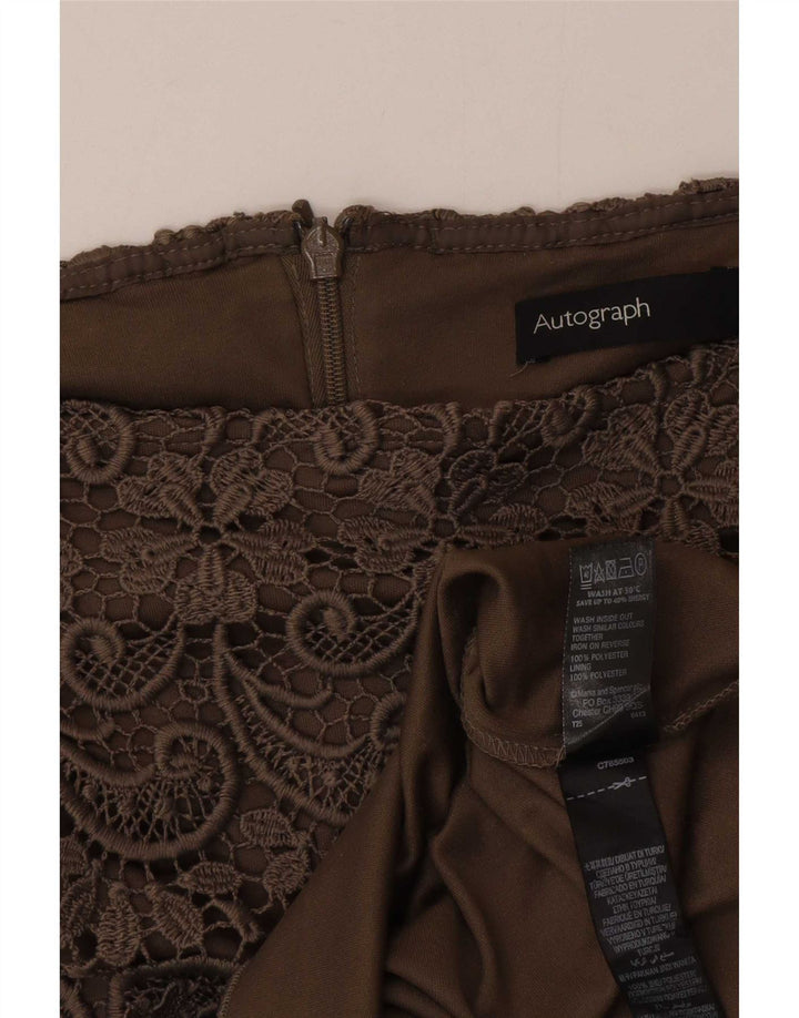 Marks & Spencer Womens Autograph lige nederdel UK 12 Medium W30 Khaki