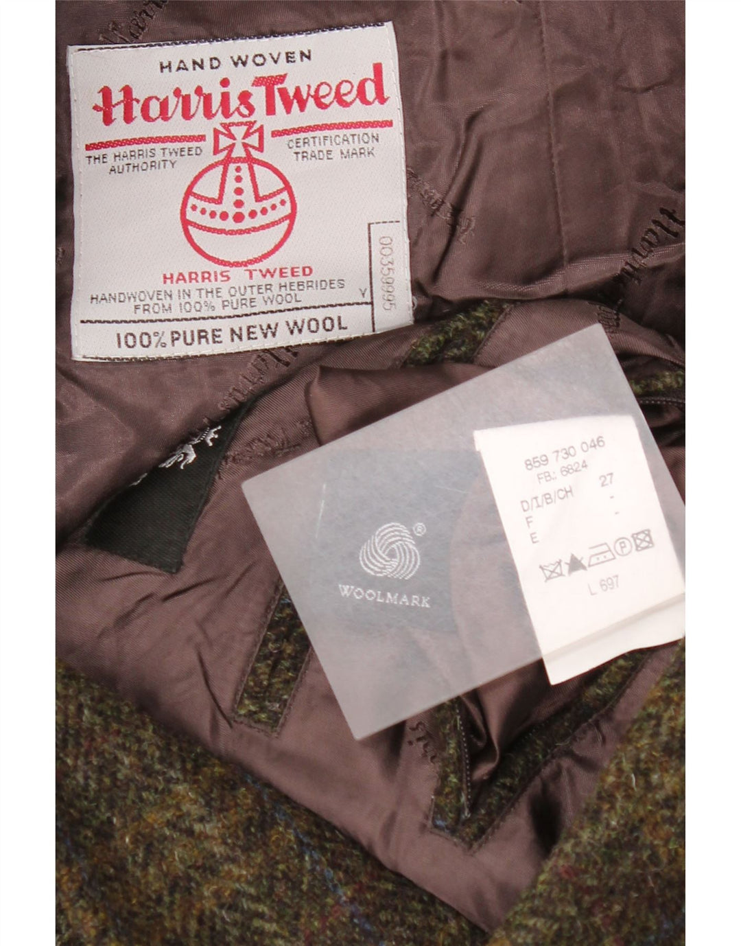 Harris Tweed Herre 2 Button Blazer Jacket UK 46 3XL Khaki Ternet Virgin Wool