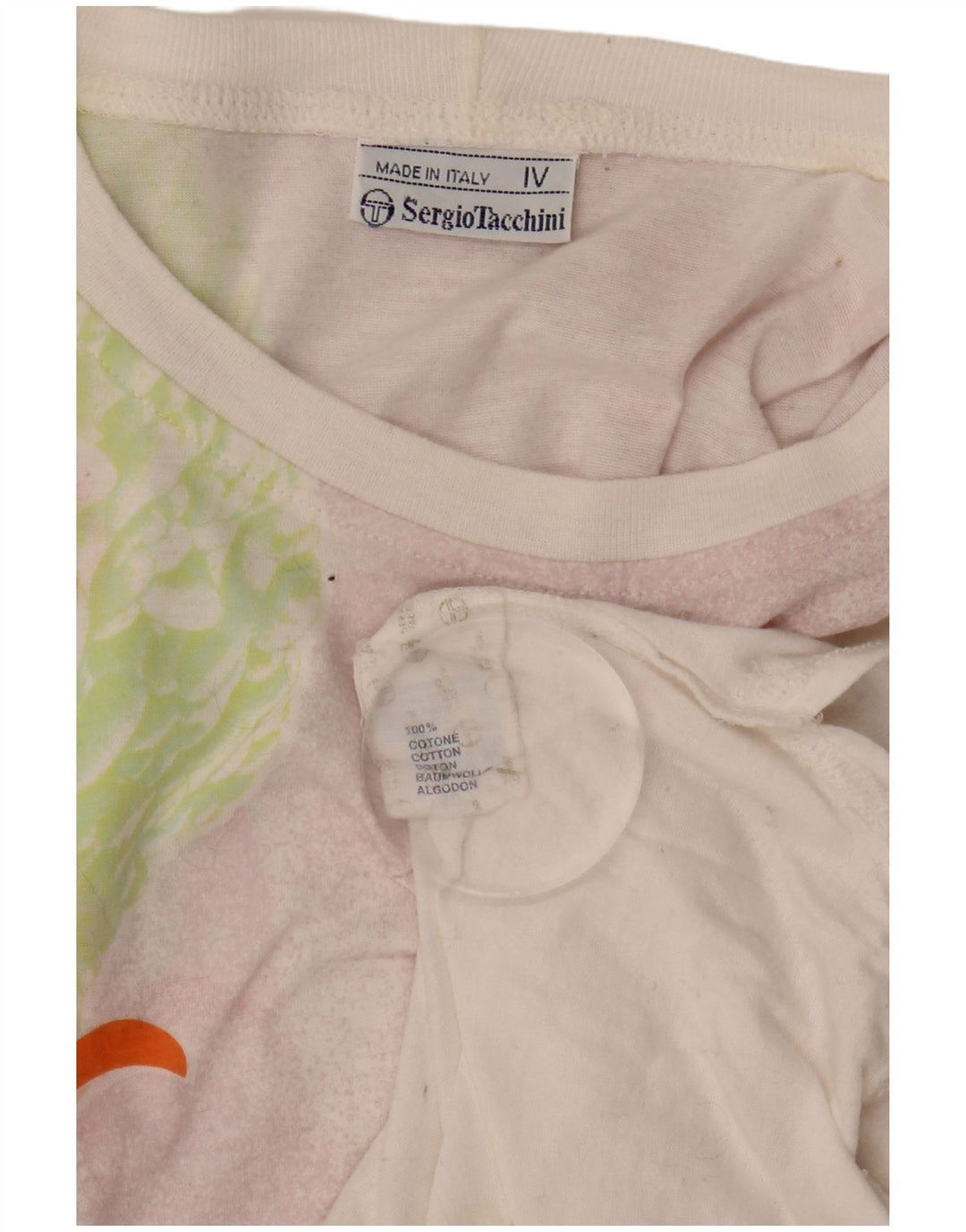 SERGIO TACCHINI Dame Grafisk T-Shirt Top US 12 Stor hvid blomstret bomuld