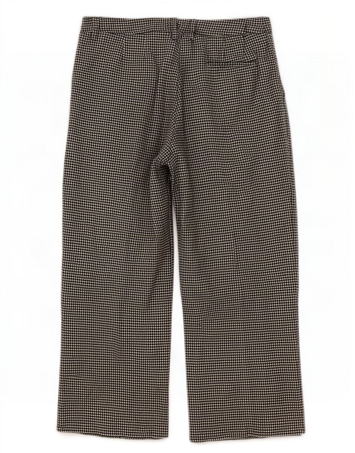 Stefanel Womens Cropped Trousers IT 42 Medium W32 L24 Black Houndstooth