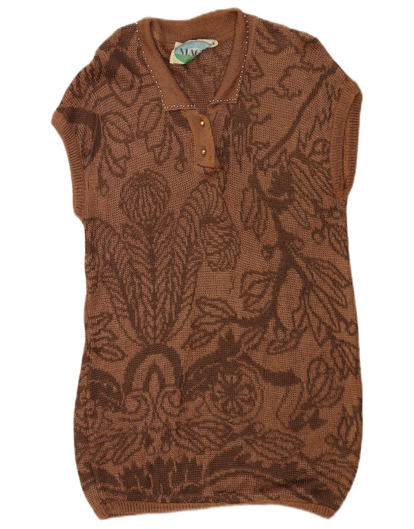 Magic Dame Ærmeløs Jumper Dress IT 42 Medium Brown Floral Viscose