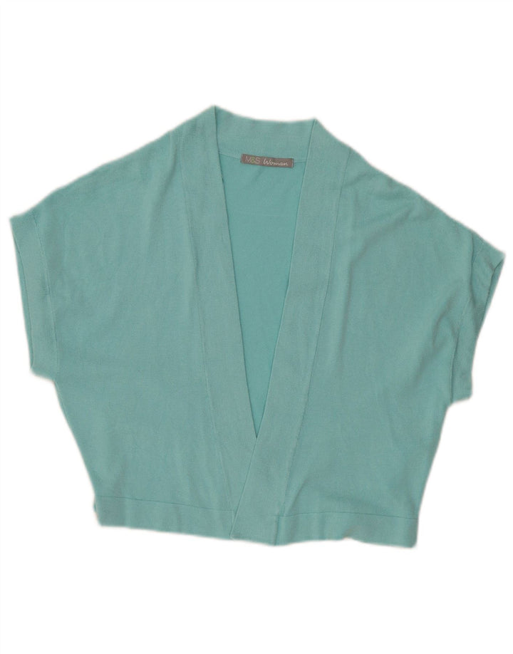 Marks & Spencer Dame Crop Open Cardigan Sweater UK 12 Medium Turkis