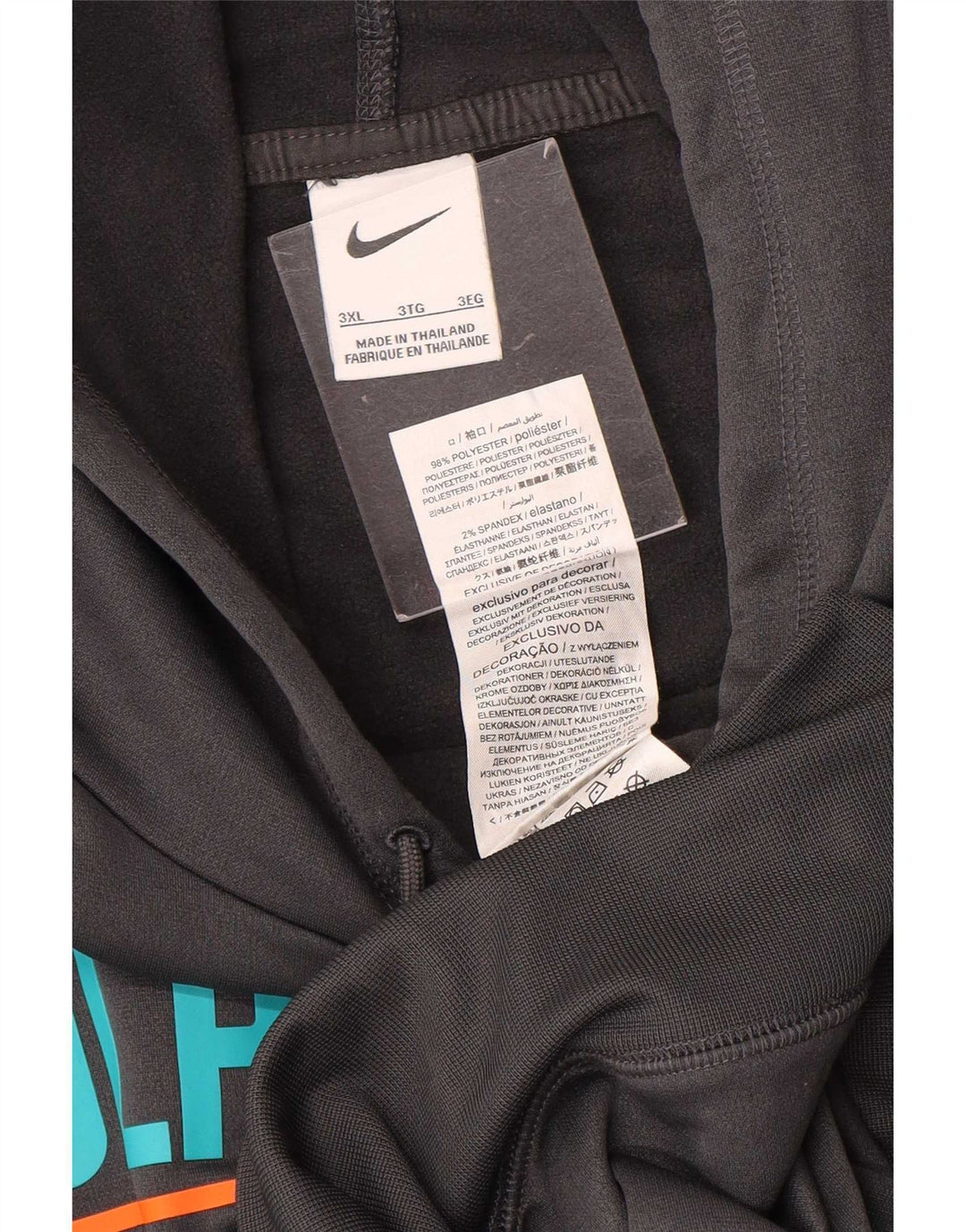 Nike Herre Miami Dolphins Graphic Hoodie Jumper 3XL Grå Polyester