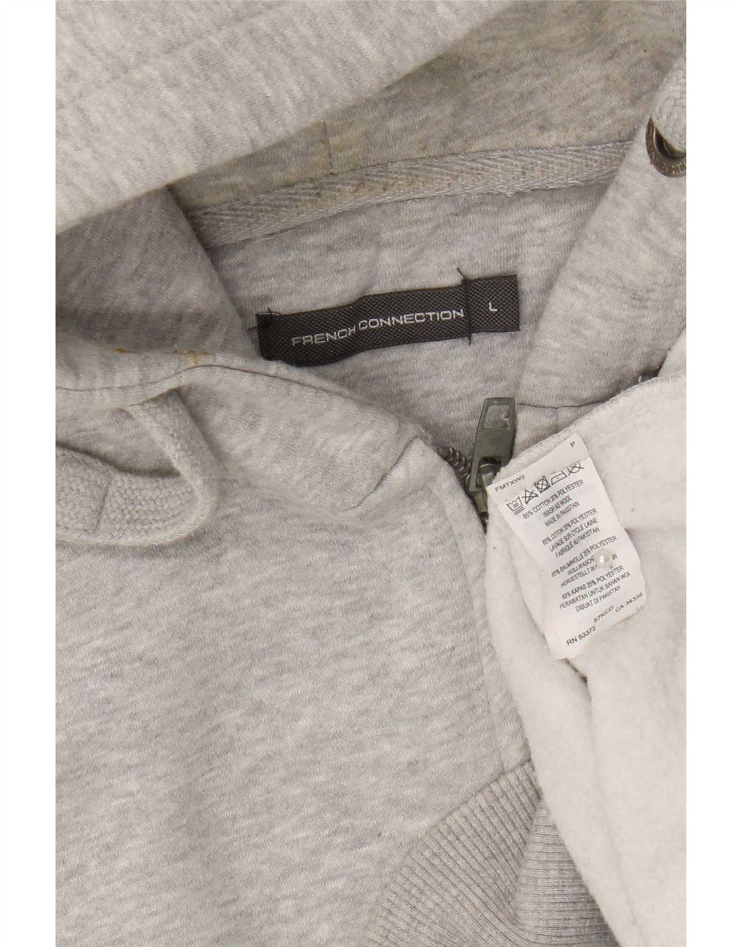 French Connection Herre Grafisk Regular Fit Hættetrøje Sweater med lynlås Stor Grå