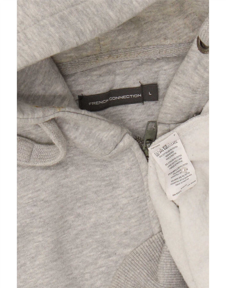 French Connection Herre Grafisk Regular Fit Hættetrøje Sweater med lynlås Stor Grå